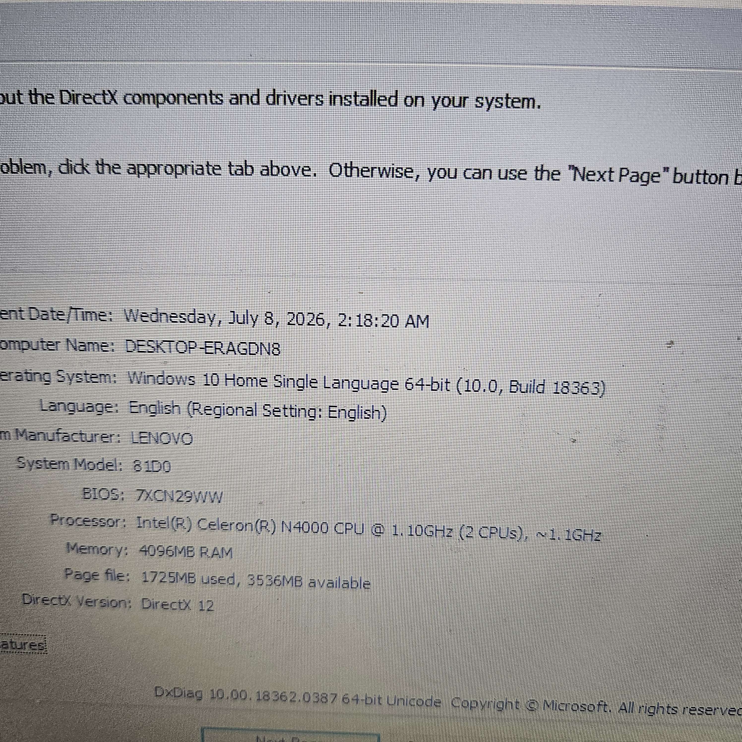 Lenovo Ideapad 330 INTEL RAM 4GB SSD 128GB