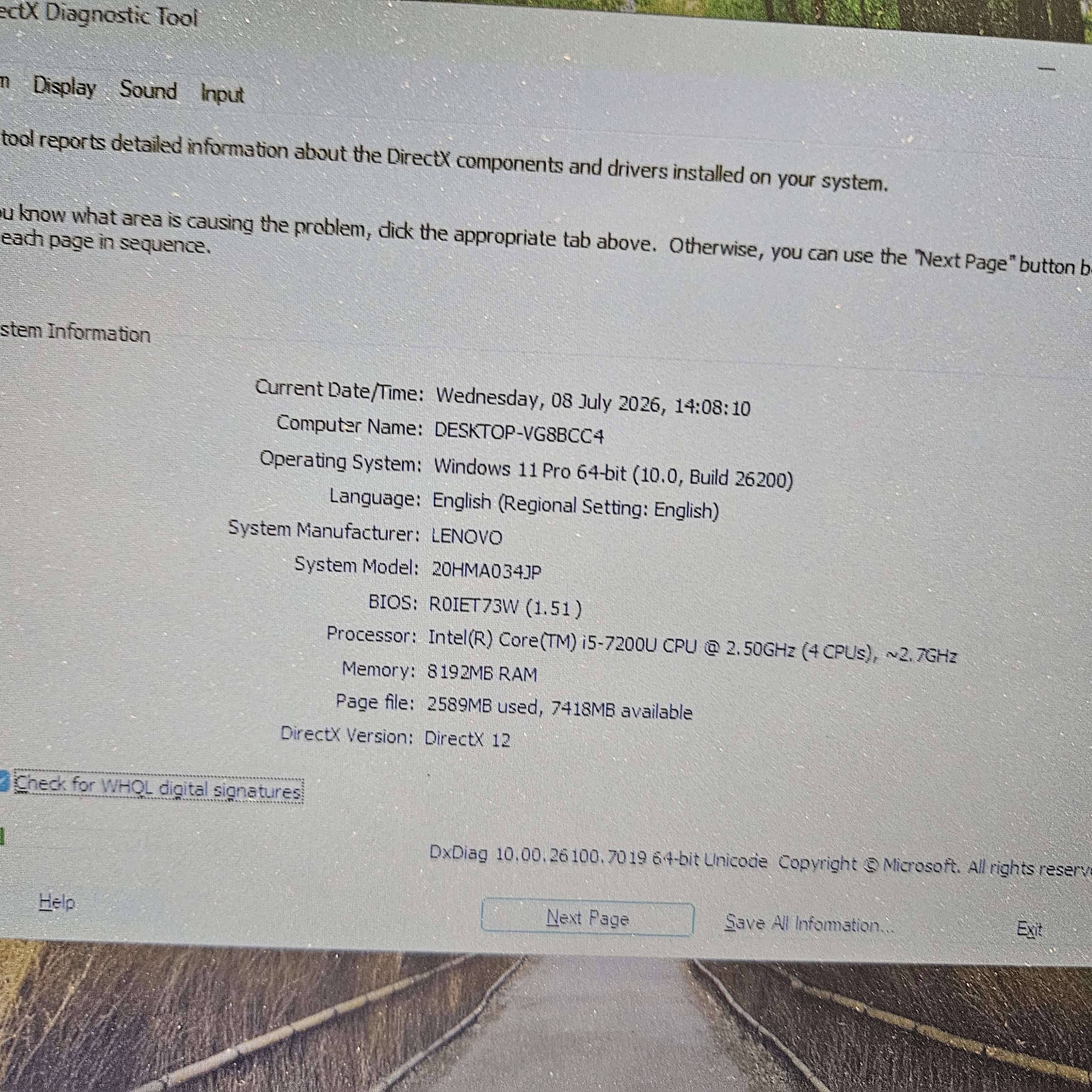 Thinkpad x270 CORE i5 gen 7 Keyboard BACKLIGHT